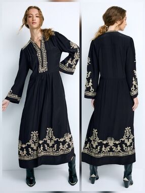 Isabel Marant Etoile Feliana Dress V-Neck Long Sleeve Size M